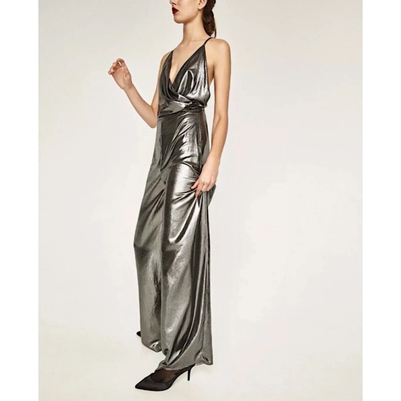 Zara Pants - Zara Metallic Open-Back Jumpsuit